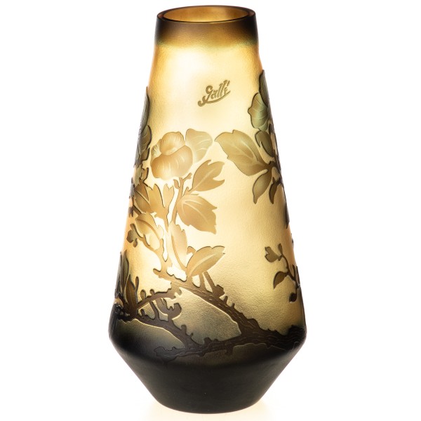 Handgefertigte Kameoglas Vase signiert "Gallé" und "Tip" VG111