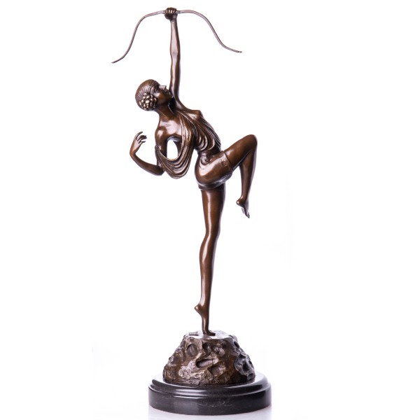 Art Deco Bronzefigur Diana mit Bogen BT101