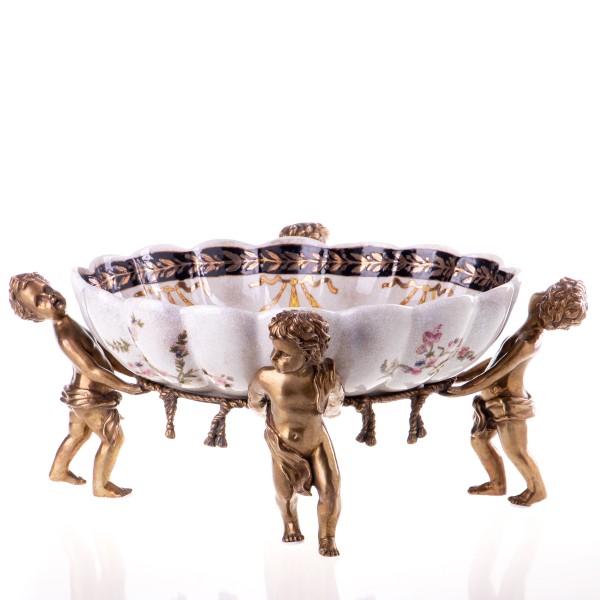 Porzellan mit Bronze Schale mit Engeln HM5768