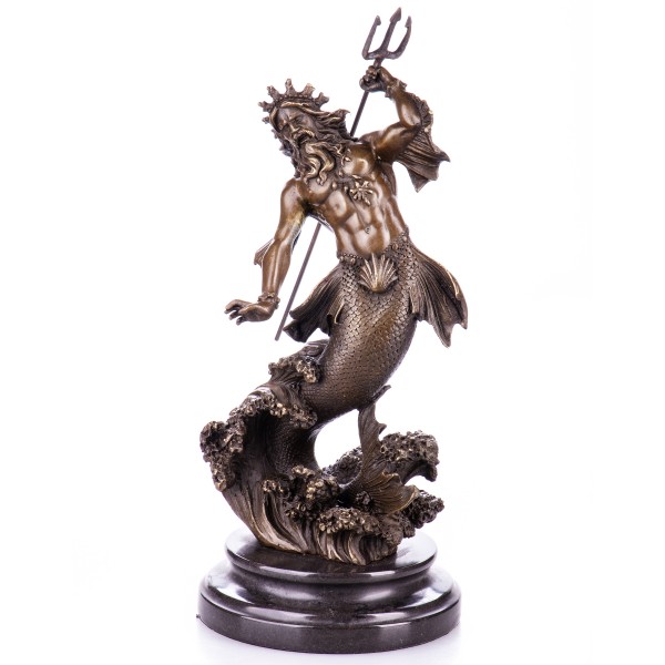 Mythologische Bronzefigur des Römischen Gottes Neptun mit Dreizack YB478