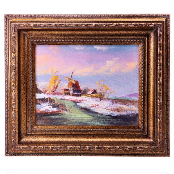 Ölgemälde mit Rahmen "Winterlandschaft" UN1047