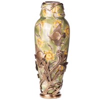 Porzellan mit Bronze Vase mit Fischen HM6334 Porzellan mit Bronze Vase mit Fischen HM6334
