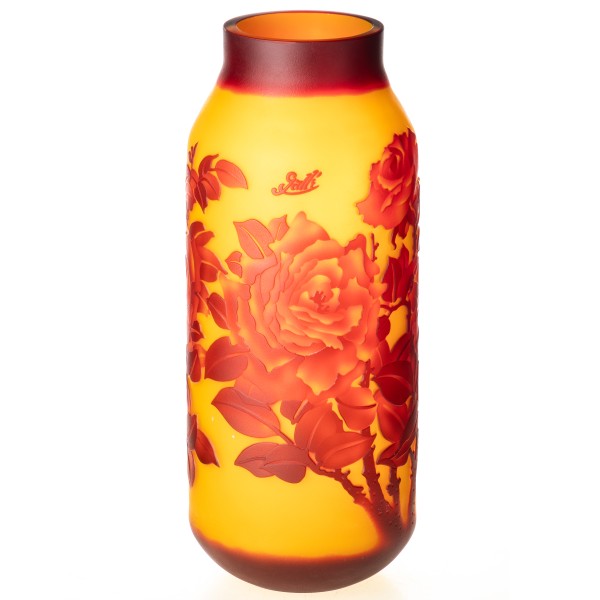Handgefertigte Kameoglas Vase signiert "Gallé" und "Tip" VG118