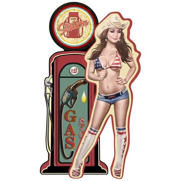 Geprägtes Blechschild Pin Up "Gas Station" MP123