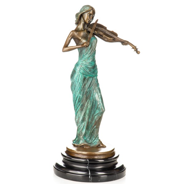 Farbige Bronzefigur Geigerin YB897