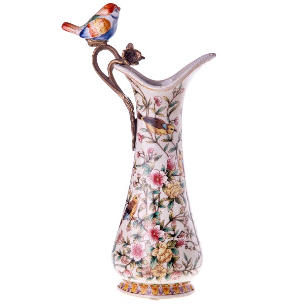 Porzellan mit Bronze Karaffe mit Vogel HM6348