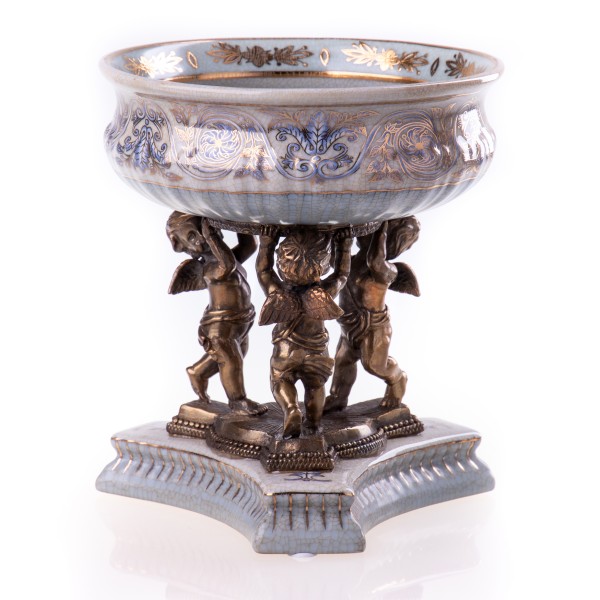 Porzellan mit Bronze Schale mit Engeln HM6020