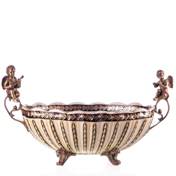 Porzellan mit Bronze Schale mit Engeln HM6005