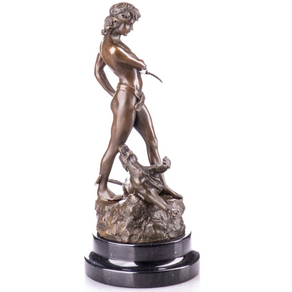 Bronzefigur Junge mit Leopard nach Loys Potet BT541