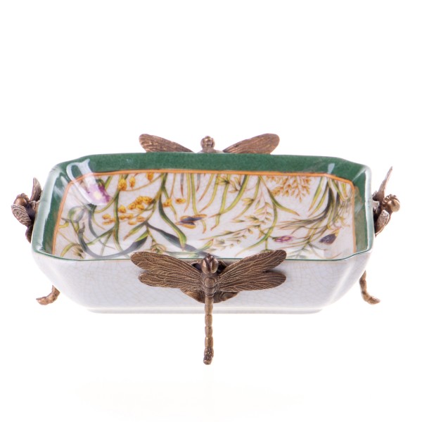 Porzellan mit Bronze Schale mit Libellen HM5772