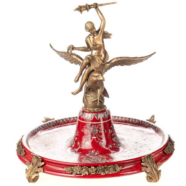 Porzellan mit Bronze Schale / Tafelaufsatz mit Frau auf Adler HM6416