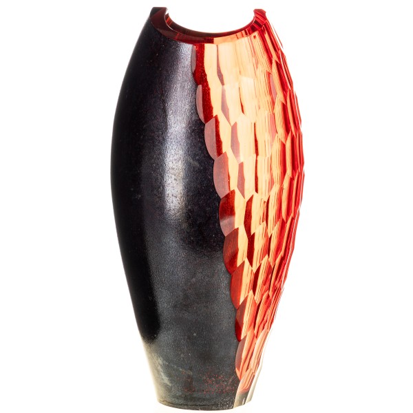 Dickwandig mundgeblasene und handgeschliffene Vase "Kristallin Bohême" BC507