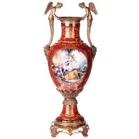 Porzellan mit Bronze Vase mit Engeln HM6316 Porzellan mit Bronze Vase mit Engeln HM6316