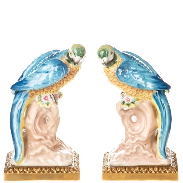 Porzellan mit Bronze Papageien Set / 2 HM6438
