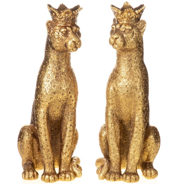 Polyresinfigur Kerzenständer Set/2 Leoparden FP107