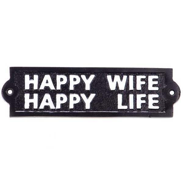 Aluminium Wandschild "HAPPY WIFE HAPPY LIFE" M441