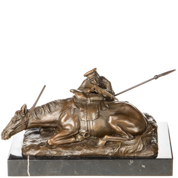 Bronzefigur Soldat mit Pferd BT714