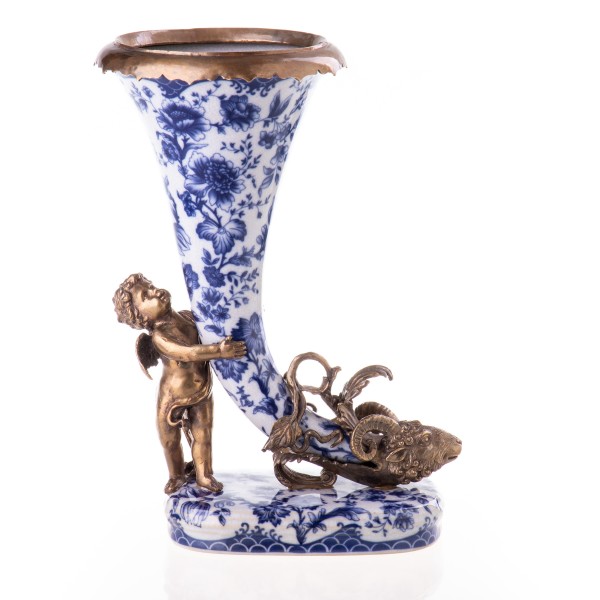 Porzellan mit Bronze Vase mit Engel HM5441