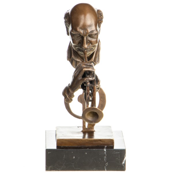 Bronzefigur Büste Musiker mit Trompete YB975