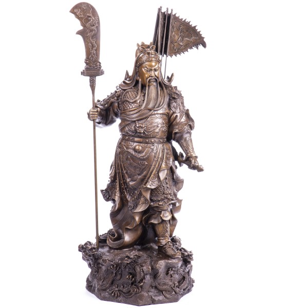 Asiatica Bronzefigur Legänderer Chinesischer General Guan Yu CB202