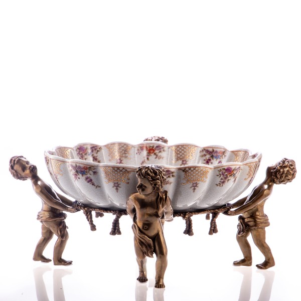 Porzellan mit Bronze Schale mit Engeln HM5221