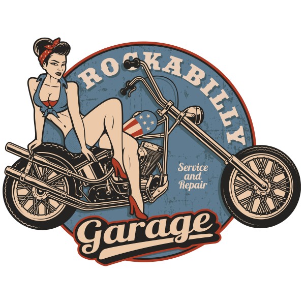 Geprägtes Blechschild Rockabilly Garage MP111