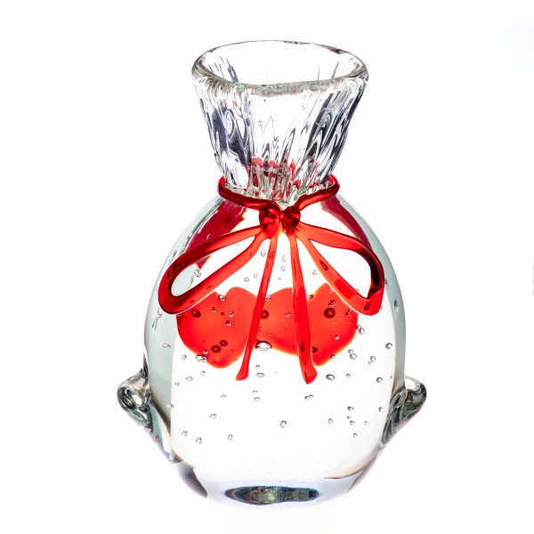 Murano-Stil Glas Kerzenständer Beutel mit Herzen GL366
