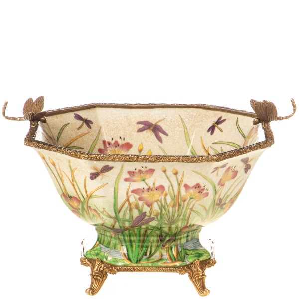 Porzellan mit Bronze Schale mit Libellen HM6418