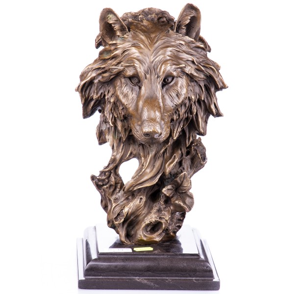 Bronzefigur Büste eines Wolfs YB145