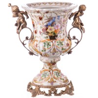 Porzellan mit Bronze Vase mit Engeln HM6112 Porzellan mit Bronze Vase mit Engeln HM6112