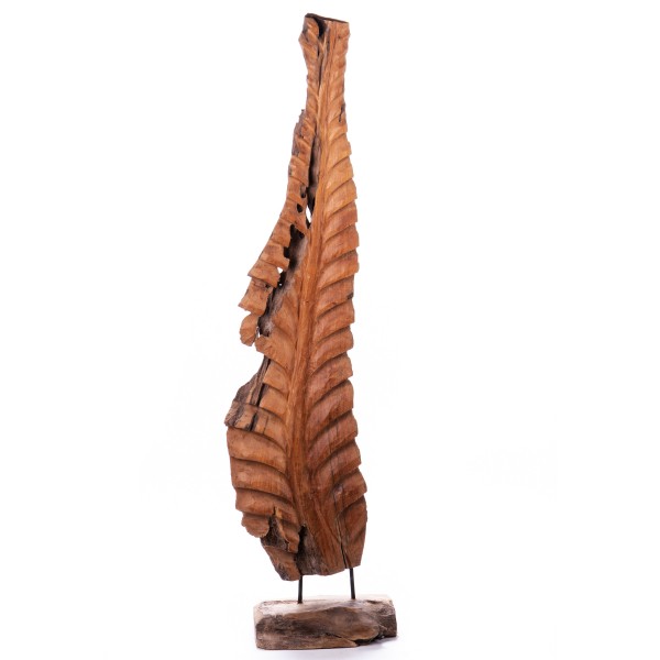 Teakholz Skulptur Feder NO1