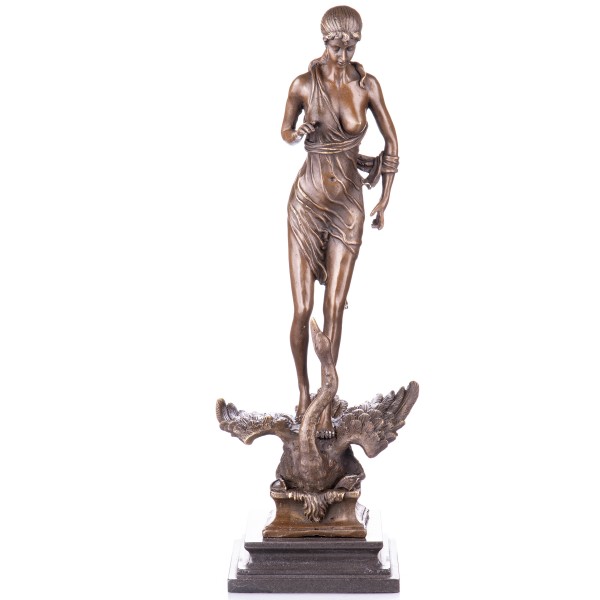 Mythologische Art Deco Bronzefigur Leda mit dem Schwan YB547