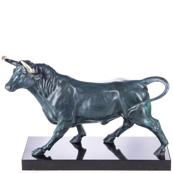 Grün Patinierte Bronzefigur Stier YB578