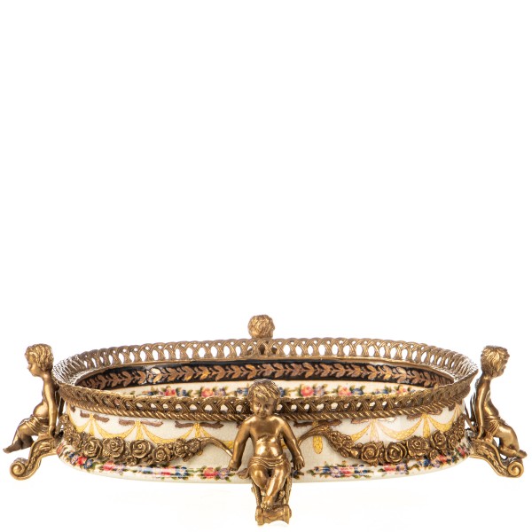 Porzellan mit Bronze Schale mit Engeln HM6451