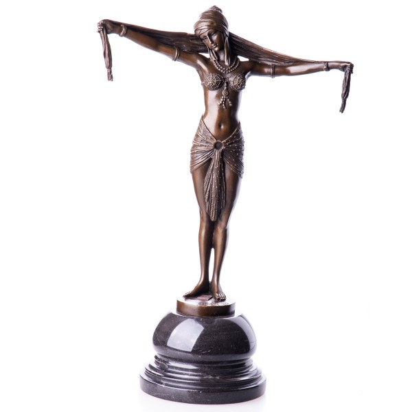 Art Deco Bronzefigur "Scarf Dancer" Weiblicher Akt nach D.H.Chiparus BT385