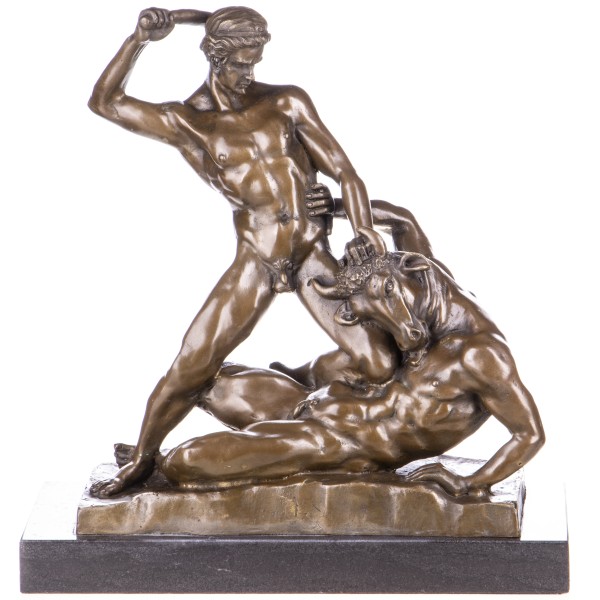 Mythologische Bronzefigur "Theseus und der Minotauros" nach Ramey YB730