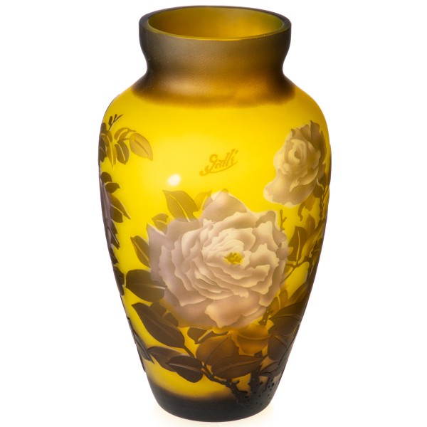 Handgefertigte Kameoglas Vase signiert "Gallé" und "Tip" VG115