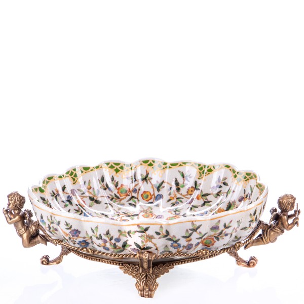 Porzellan mit Bronze Schale mit Engeln HM6091