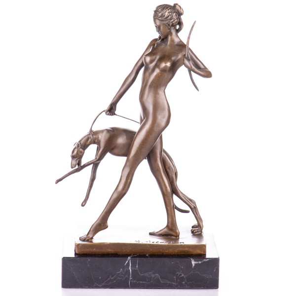 Art Deco Bronzefigur Diana mit Hund nach E.McCartan YB616