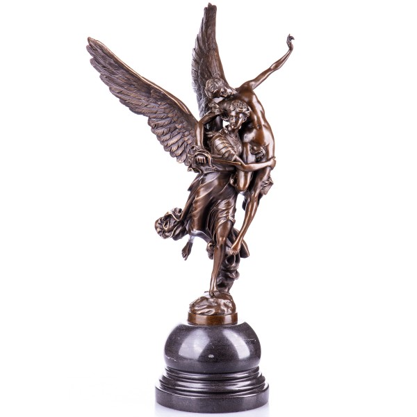 Mythologische Bronzefigur Engel mit Mann "Gloria Victis" nach Mercié
