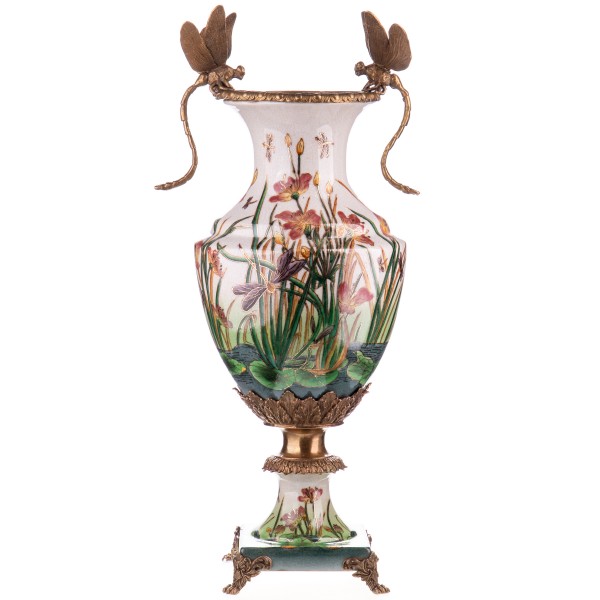 Porzellan mit Bronze Vase mit Libellen HM6109