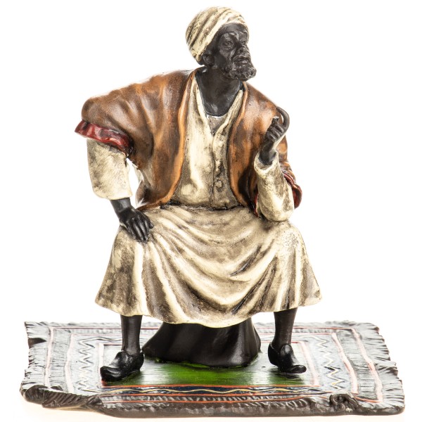 Farbige Bronzefigur Wiener Art sitzender Araber BT980