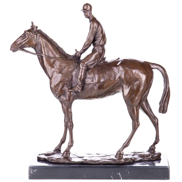 Bronzefigur Pferd mit Jockey BJ134