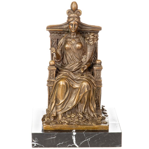 Bronzefigur Fortuna sitzend auf Thron YB888