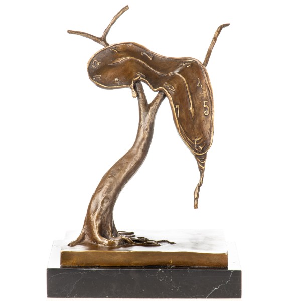 Surrealistische Bronzefigur einer schmelzenden Uhr nach Salvador Dali YB866