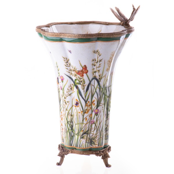 Porzellan mit Bronze Vase mit Libelle HM5830
