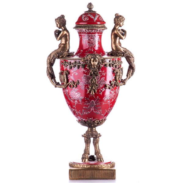 Porzellan mit Bronze Deckelvase HM5731