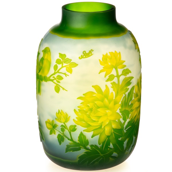 Handgefertigte Kameoglas Vase signiert "Gallé" und "Tip" VG107