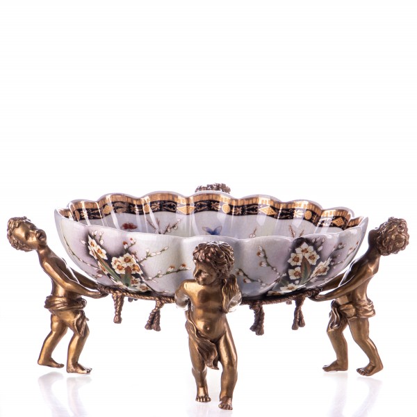 Porzellan mit Bronze Schale mit Engeln HM5769