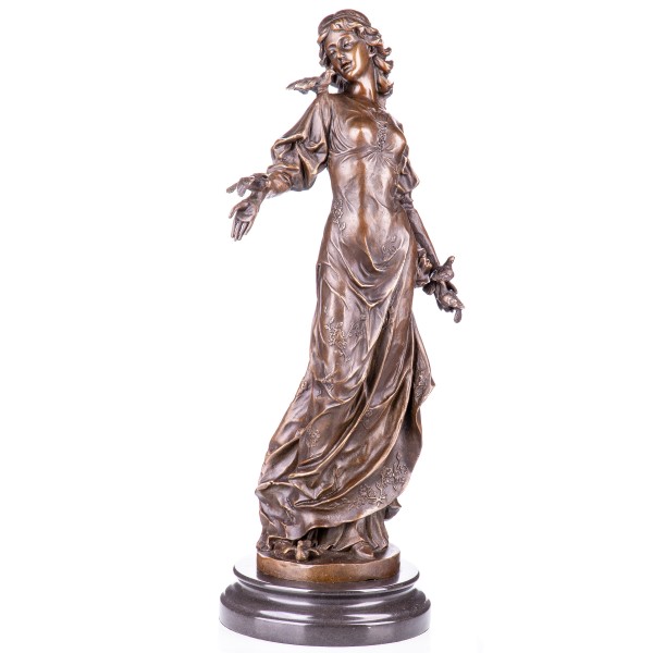 Bronzefigur Frau mit Vögeln YB475